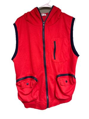 H2H Men s Workout Sport Hoodie Red Full Zip Pockets Size L (278)