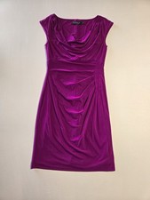 Lauren Ralph Lauren Purple Cowl Neck  Ruched Sheath Dress Size 6P Cocktail