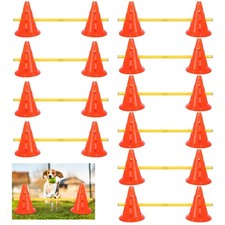 10 Sets Dog Agility Hurdle Cone Set 20 Pcs Exercise Cones with 10 Pcs Rods Ad...