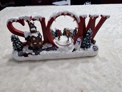 Weihnachten beleuchtet Harz Schnee Figur Tischdeko Herzstück für Weihnachten