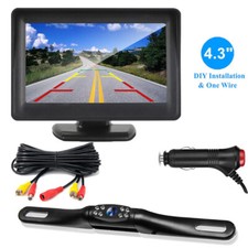 Rear View Backup Camera System 4.3" HD Monitor Reverse Parking Kit Plug and Play