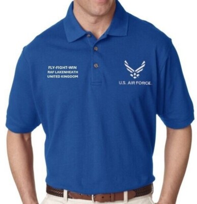 RAF LAKENHEATH*UK*USAF*POLO &SWEATSHIRT EMBROIDERED.OFFICIALLY LICENSED