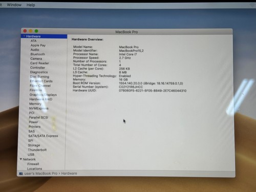 Apple MacBook Pro 13" 4-Core i7 2.7GHz 16GB Touchbar 1TB 2018 A1989 Water Damage - Afbeelding 15 van 19
