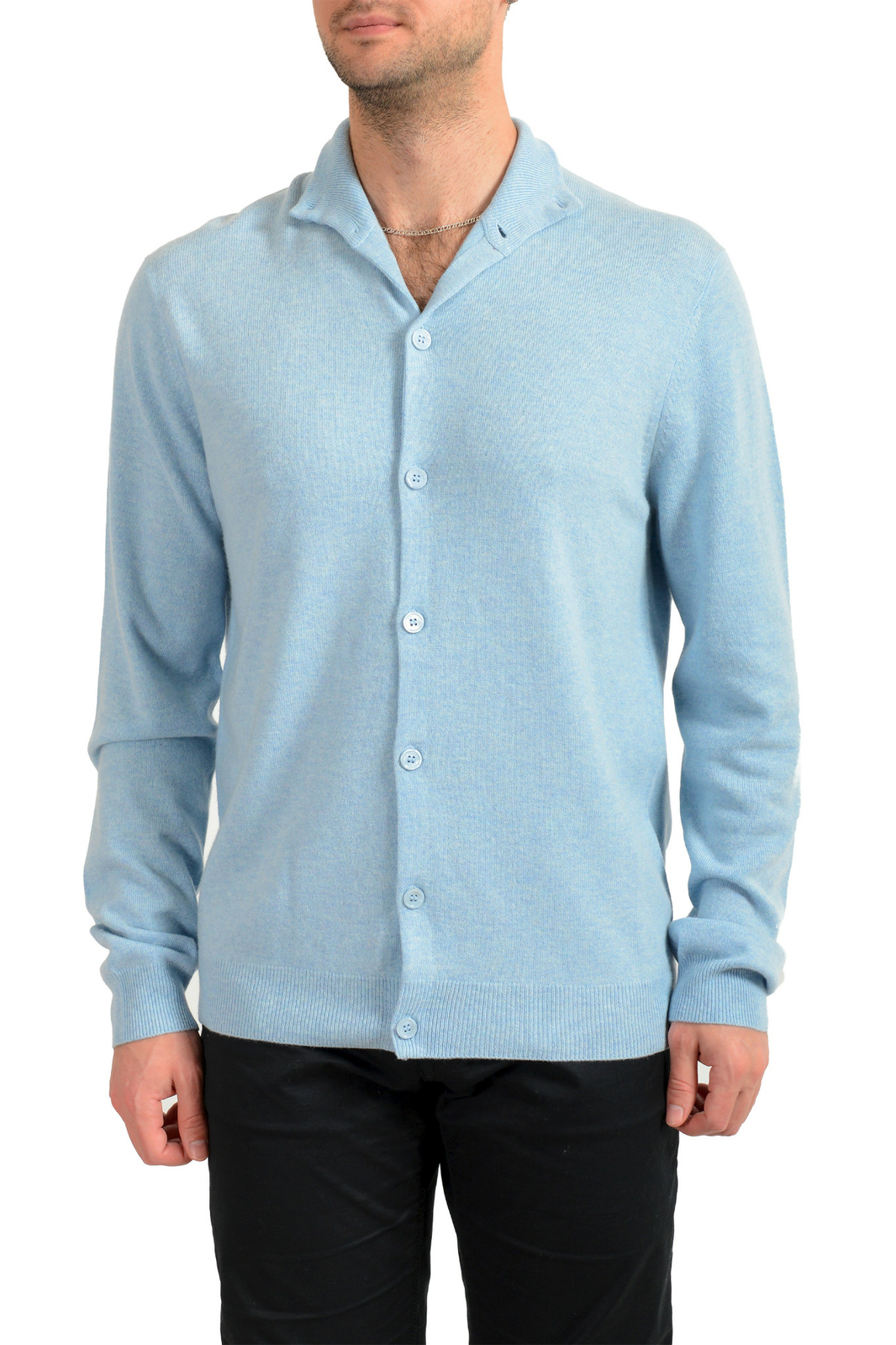 Мужской шерстяной кашемировый кардиган-свитер Malo Optimum цвета льда голубого цвета 25890₽