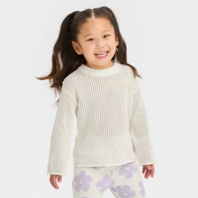 Grayson Mini Toddler Girls' Open Weave Layering Sweater Size 4T White