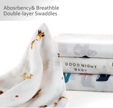 Baby Bamboo Muslin Swaddle Blanket, Elephants, 47"x47" blanket , stroller cover