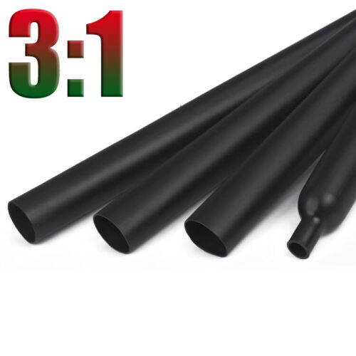 Black No Glue Heat Shrink 3:1 Tube Car Cable Wire Electrical Tubing Sizes&Lens 