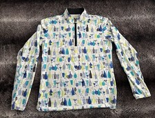 San Soleil Shirt Women's Large Drinks Wine Print 1/4 Zip Pullover Golf UPF 50