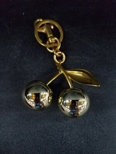 Cherry Bag Charm KeyChain Resin metal Brass Gold Cherry US shipping