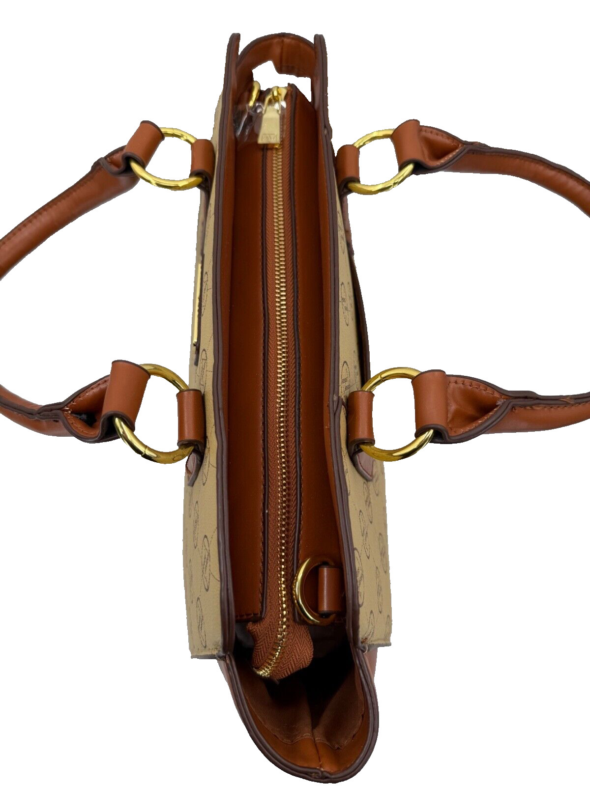 Adrienne Vittadini Signature Collection Double Handle Satchel Crossbody Beige