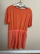 Uniqlo Orange Shift Dress Large Short Sleeve Cotton Modal Casual
