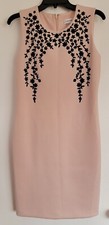 Calvin Klein Blush Pink Sheath Dress W Black Floral Beading, 8, NWT
