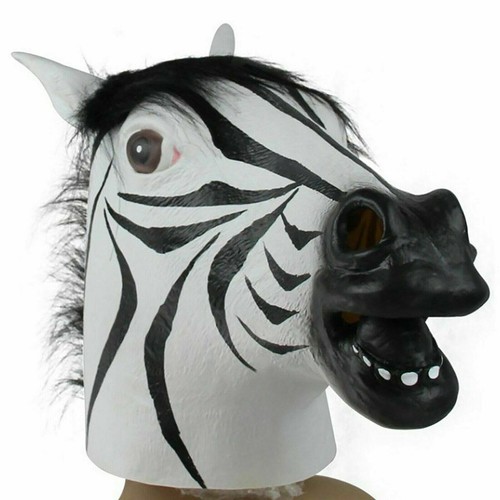 Funny Zebra Latex Head Mask Cosplay Theater Costume Animal Halloween Party U2 - Picture 6 of 10