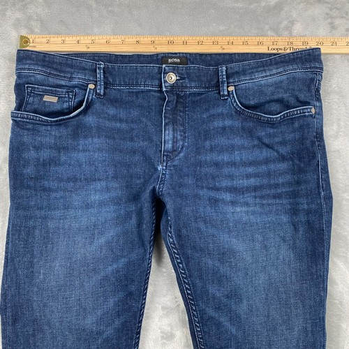 Hugo Boss Stretch Jeans Mens 38x30 Blue Charleston Slim Fit Premium Denim - Picture 2 of 13