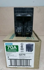 1) New! Siemens - Q270 Type QP 70A 120/240V 2-Pole Circuit Breaker