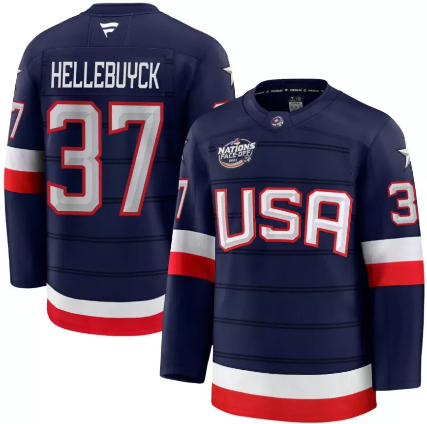 Connor Hellebuyck 4 Nations Face-Off MEN Stitched Jersey Navy