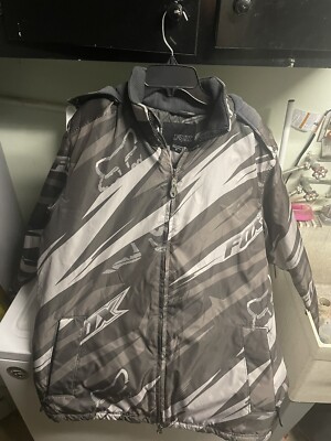 fox racing winter jacket mens medium hoodied gray | eBay