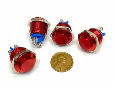 4 x Red Push Button Switch Metal Normally opened 16mm Round IP67 Momentary C34