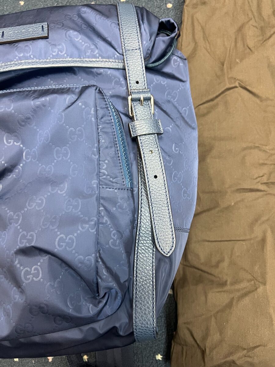 Gucci Large Blue Nylon GG Backpack Travel Backpack - 510336 Gucci Large Blue Nylon GG Backpack Travel Backpack - 510336