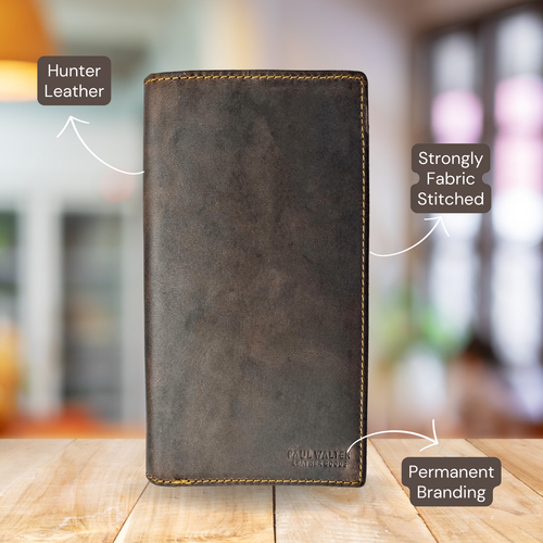 Men's Hunter Leather Wallets Bifold Trifold RFID Blocking Checkbook Cover - Picture 88 of 90