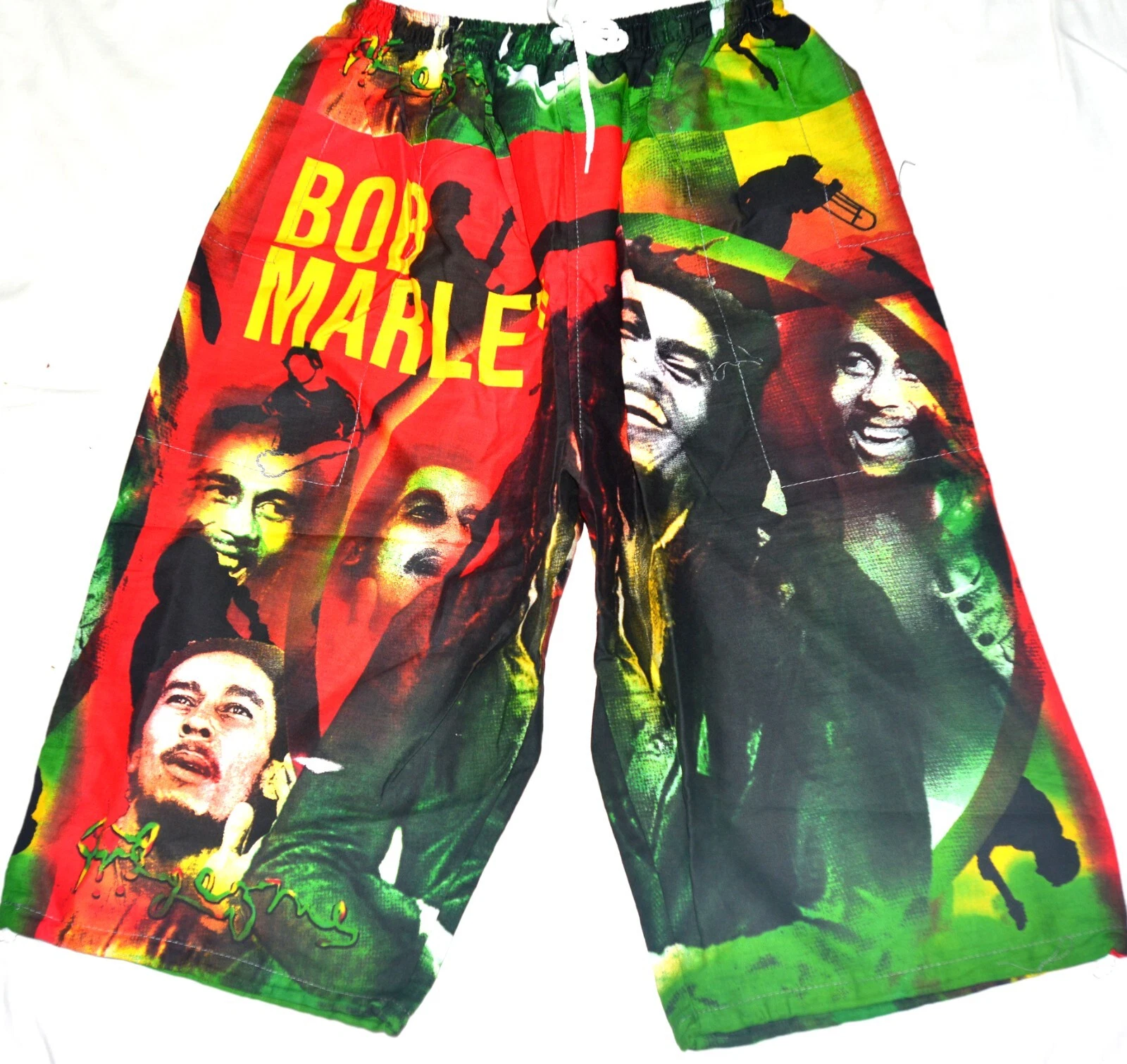 BOB MARLEY REGGAE SHORTS PANTS (one size stretch sports 28"-38" waist).