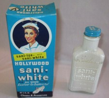 Hollywood Sani-White for All White Shoes Advertising Original Bottle and Box VTG