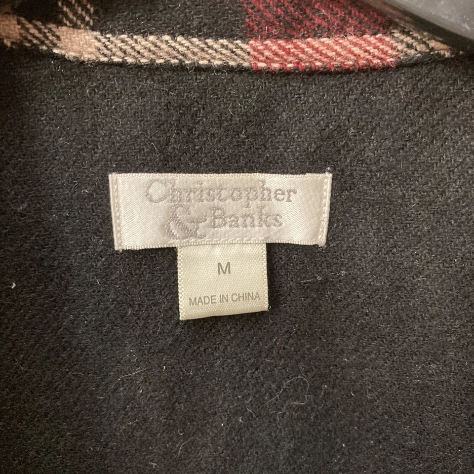 Christopher & Banks Blazer Jacket Size M Button Down Lined Maroon Black Blazer - Image 2 of 4