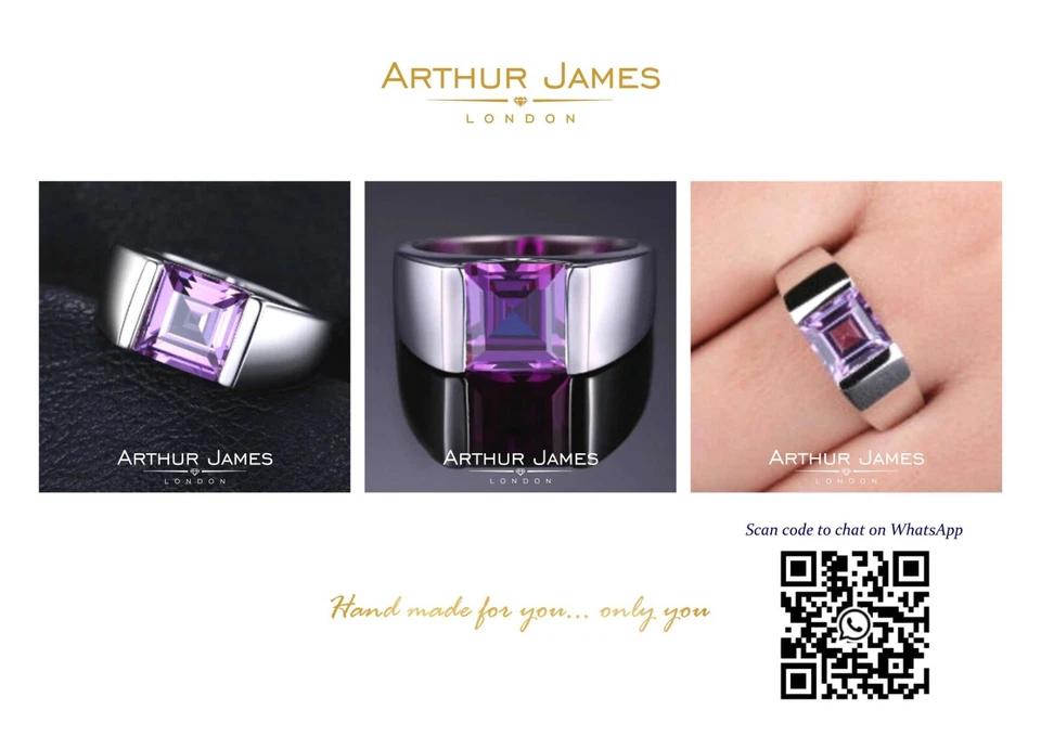 Joyería moderna para hombre púrpura amatista audaz declaración boda aniversario alianza anillo Foto 2 de 4