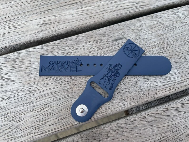 Captain Marvel Laser Engraved Silicone Band Compatible with Apple Watch Band