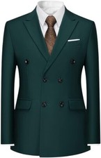 Men Suits Double Breasted Slim Fit Peak Lapel Tuxedo Formal Prom Groom Custom