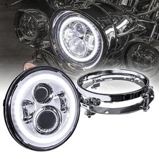 Chrome 7-inch Halo Cree Led Headlight Mounting Bracket Kit For Harley Davidson