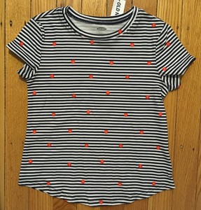 Nwt Girl S Old Navy Blue White Striped Shirt With Red Flowers