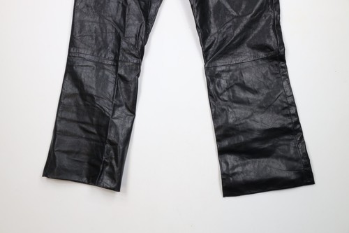 Vintage 90s Streetwear Womens 14 Faded Wide Leg Flared Leather Pants Goth Dom - Picture 11 of 11
