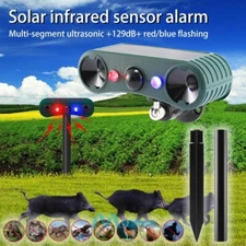 Outdoor Solar Motion Sensor Alarm 2*129dB Loud Sound Siren Alarm 4 Modes Garden