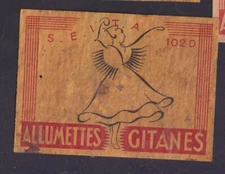 Ancienne étiquette   Allumettes France BN182970  Gitane Femme  Type 102
