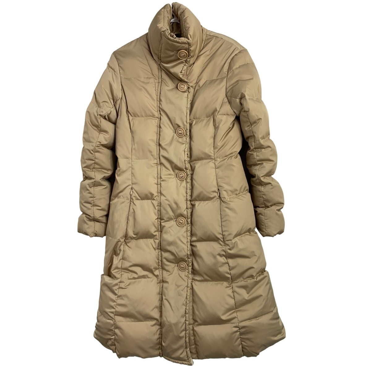 Size Small Womens Andrew Marc Goose Down Puffer Coat Quilted Beige