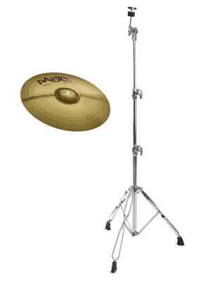 Paiste 16'' 101 Brass Crash Becken gerade Ständer Set Cymbal Stand Anfänger Drum