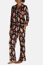 Holiday Time Womens Pajama Top and Pants Set 2-Piece Black Soot Size M (8-10)