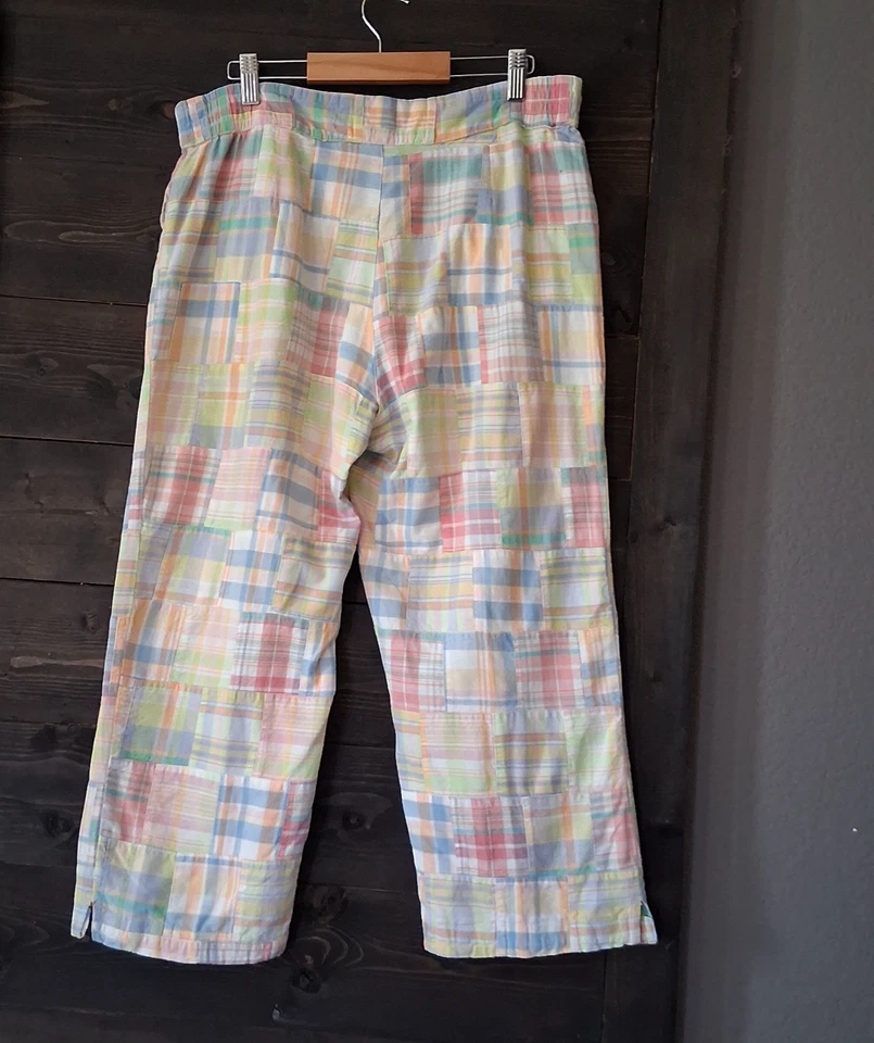 Pantalones Madras De Colección Y2K Pastel Patchwork Para Mujer 10 Preppy Fairy Kei (31x22") Foto 2 de 4