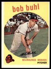 1959  Topps #347 BOB BUHL  Milwaukee Braves  EXMT