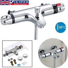 Chrome Bathroom Thermostatic Bath Shower Mixer Taps Deck Mounted Valve Bar Tap
