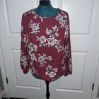 Women’s Apartment Nine Burgundy Floral Blouse Size Large