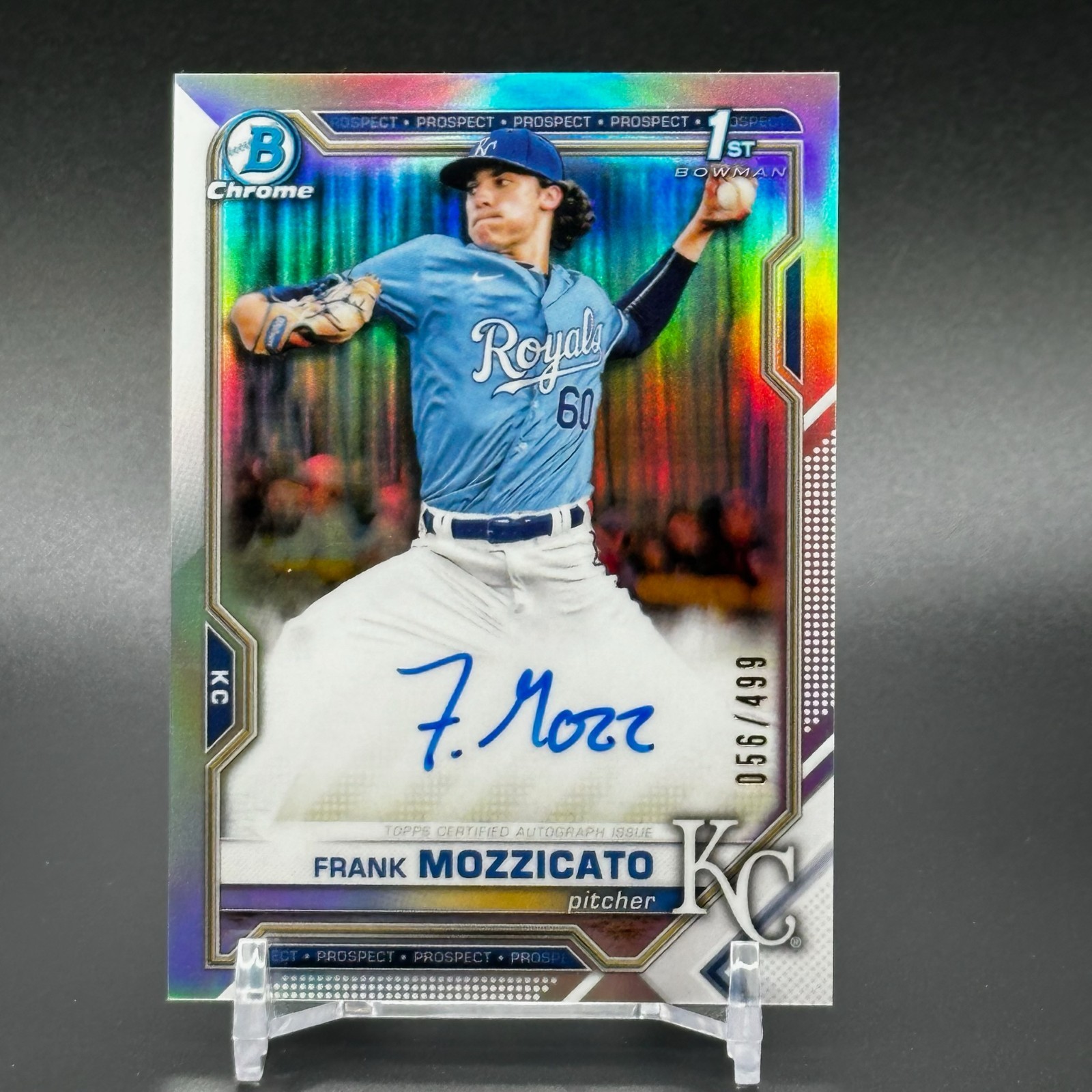 2021 Bowman Draft Chrome Frank Mozzicato 1st Auto Refractor #'d /499 - KC Royals