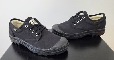 Palladium Pampa Lace Up Low Top Black Canvas Athletic Sneakers Mens 7.5 Women 9 