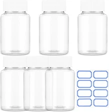 Sibba Clear Pill Bottle 6 Pcs Empty Medicine Organizers 80ML Plastic Dispenser J