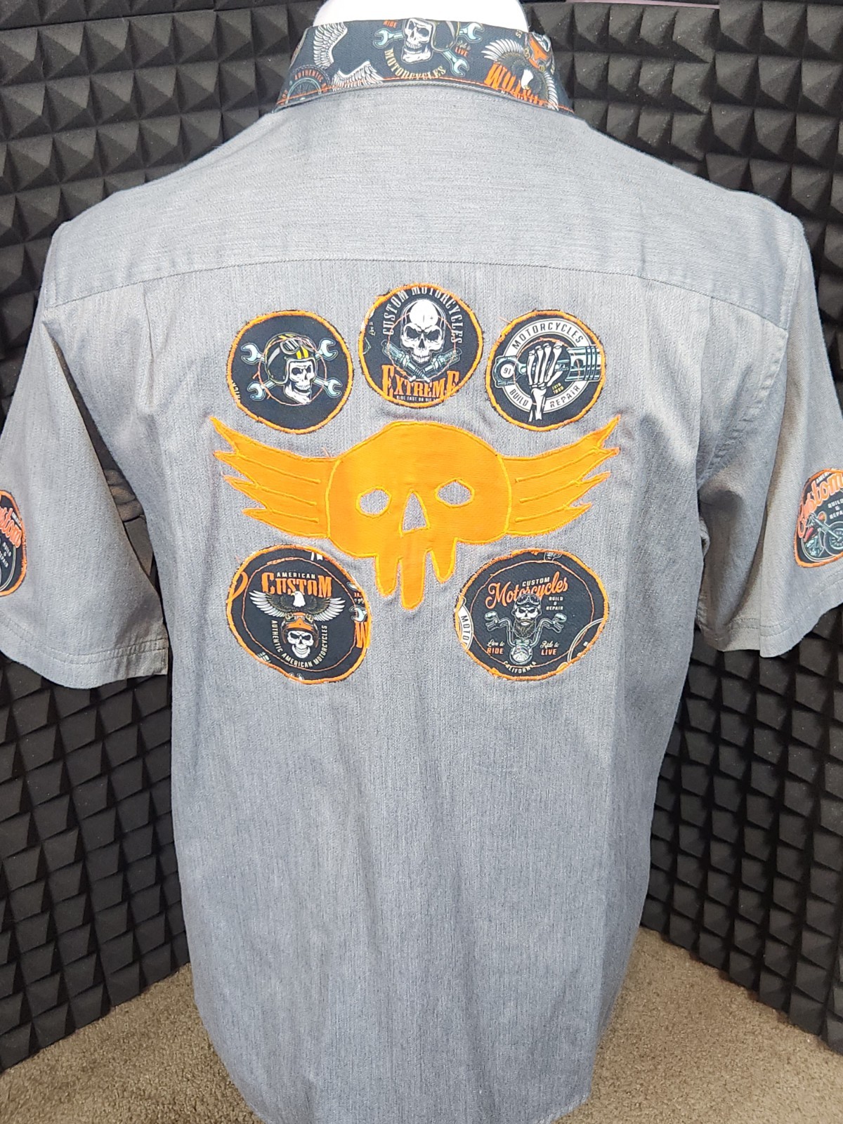 Wrangler Motorcycle Skull Patchwork Embroidered S… - image 1