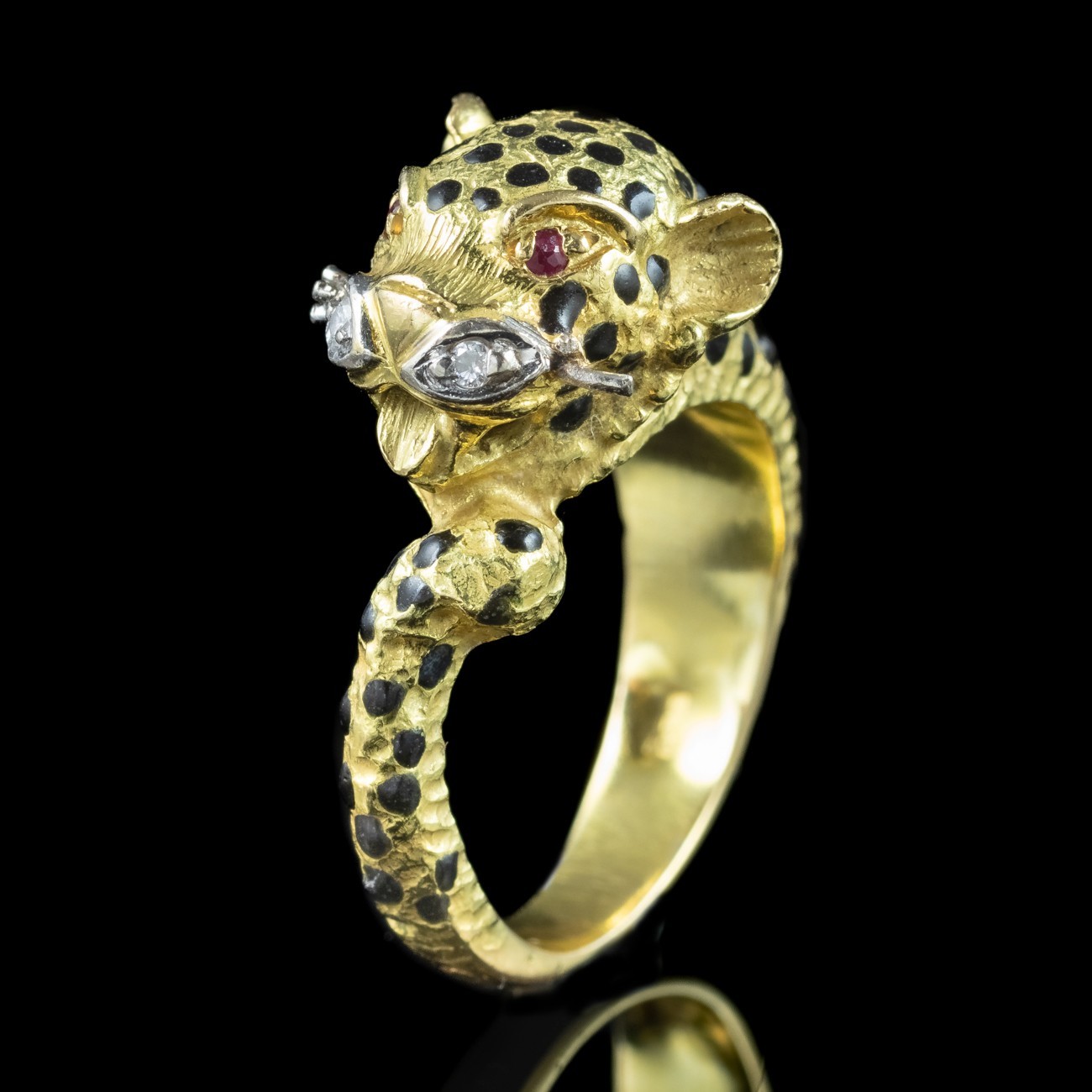 LEOPARD RING RUBY DIAMOND 18CT GOLD - image 2