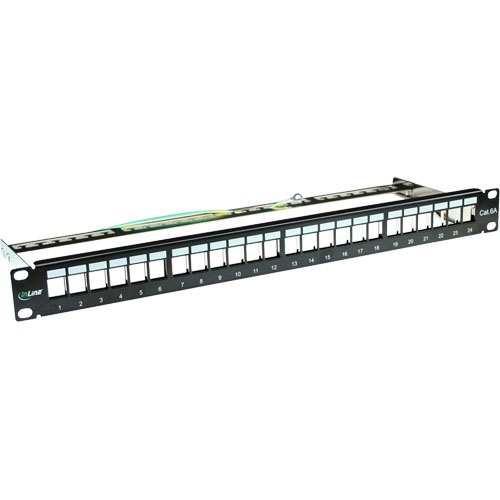 5x InLine Patchfeld Cat.6(A) 24-fach, Leerblech, 48,26cm (19"), 1HE, schwarz