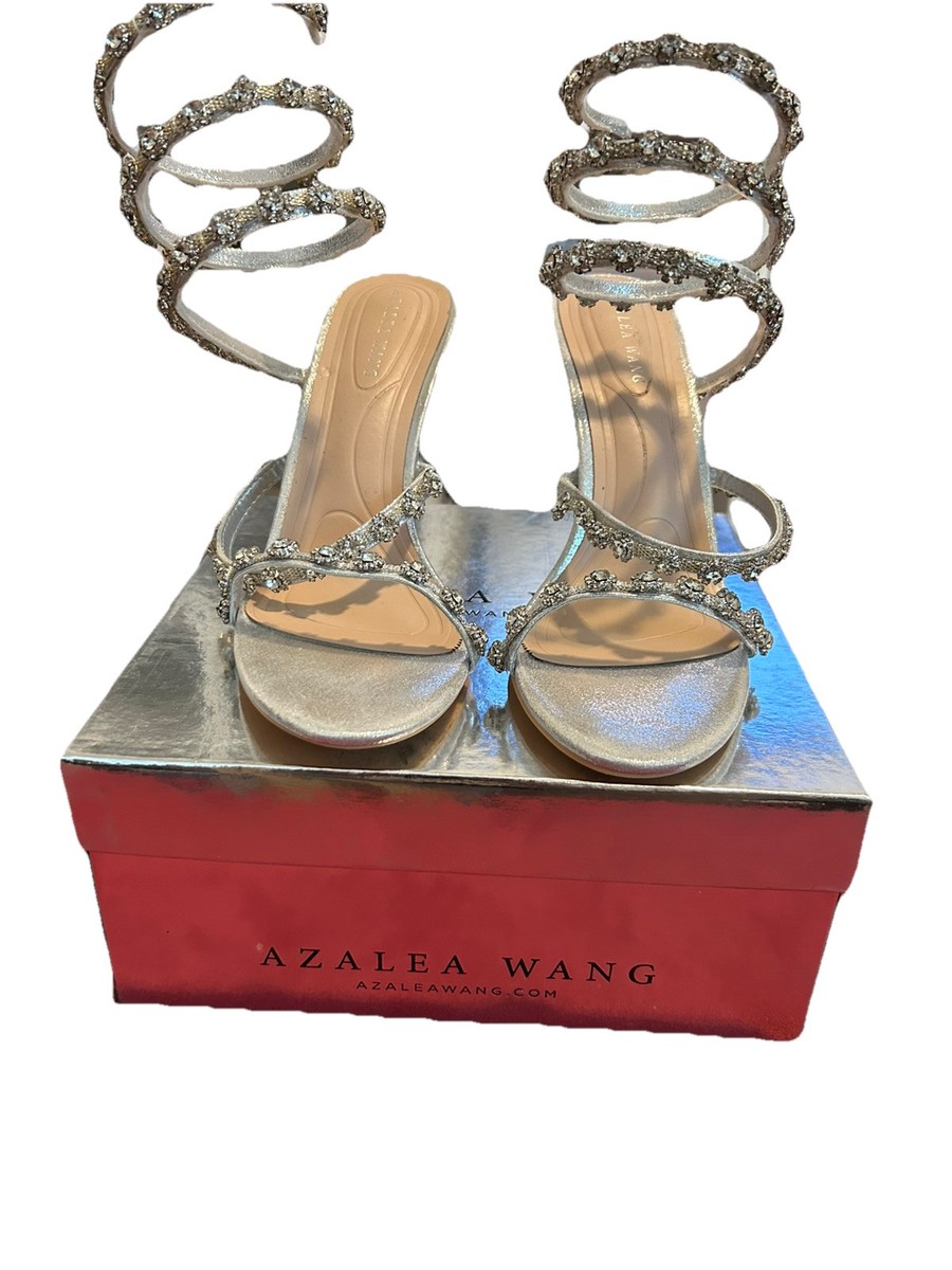 Azalea Wang “Delicacy” Rhinestone Ankle Wrap Strappy Sandals Women's Size  US8