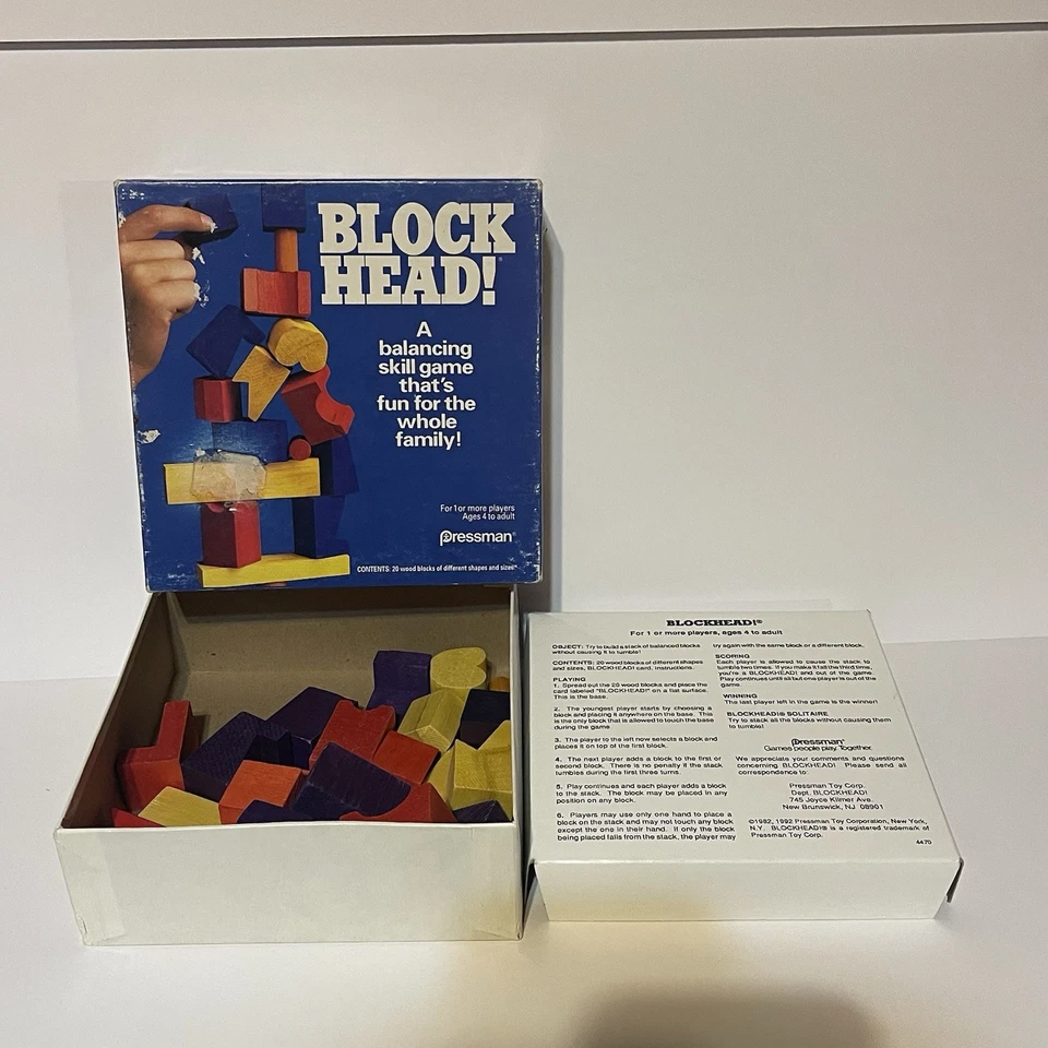 Pressman Vintage 1992 Blockhead Balancing Skill Game Wood Pieces Complete - Image 2 of 3